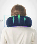 Back view of Memory Foam Travel Neck Pillow With Compact U Shaped Design on person, showing size and ergonomic fit.