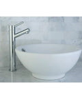 Vitreous China Bathroom Vessel Sink In White, Durable Chemical And Heat Resistant Vessel Basin on marble counter