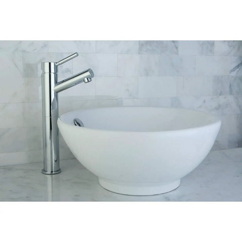 Vitreous China Bathroom Vessel Sink In White, Durable Chemical And Heat Resistant Vessel Basin on marble counter