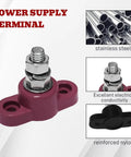 Dang Tough Single Stud Battery Junction Block For Cars And Boats Slick 12V Power And Ground Distribution Post with stainless steel hardware.