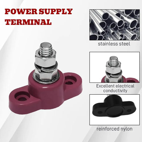 Dang Tough Single Stud Battery Junction Block For Cars And Boats Slick 12V Power And Ground Distribution Post with stainless steel hardware.