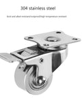 Four Pack Industrial Plate Caster Wheels Heavy Duty Steel Castors Non Swivel With Rust Proof 304 Stainless Steel Housing