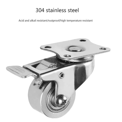 Four Pack Industrial Plate Caster Wheels Heavy Duty Steel Castors Non Swivel With Rust Proof 304 Stainless Steel Housing