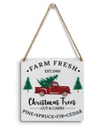 Red Pickup Truck With Christmas Tree Rustic Wood Sign For Winter Farmhouse Wall Art Cozy Festive Homey Vibes Holiday Home Kitchen Bathroom Porch Decor 7x7 Inch Xmas Front Door Rustic Decor