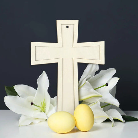 24 Pcs Unfinished Wooden Crosses For Crafts 8.9 By 6.5 Inch Large Blank Crosses For Sunday DIY Church Home Wall Decor With String