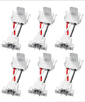 Six No Fuss Quick Connect Smoke Detector Adapter For Easy Retrofit And Wiring Harness Replacement Make Hardwired Smoke And CO Alarms GS562A Compatible Simple Install Six Pack Bundle For Faster Home Upgrades arranged in two rows.