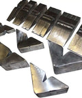 Hemming Dies Kit For 12 And 20 Ton Finger Brakes, 32 pieces forming an 8 inch die, unassembled and unwelded metal pieces displayed