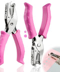 Two Pack Handheld Hole Punches With One Quarter Inch And One Eighth Inch Holes Soft Pink Grip Handy For Home Office Classroom Crafts Gift Tags Tickets And Scrapbooks Durable Metal Body With Adjustable Hole Spacing