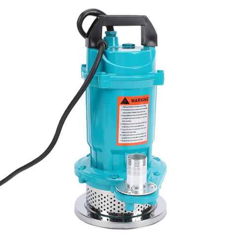 Heavy Duty Stainless Steel Submersible Sump Pump With Solid 370W Drive Motor For Basement Drainage And Pond Flow Portable 110V Utility Water Pump with a compact design and a blue exterior.