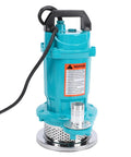 Tough As Nails Half Horsepower Submersible Water Pump With Heavy Gauge Stainless Steel Build And A Super Quiet 3450 Rpm Motor showing teal housing.