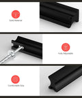 Five Pack Adjustable Black Cabinet Pulls For Kitchen Drawers Solid Metal Build showing solid material and designed for easy installation.
