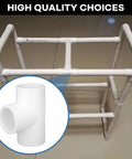 Sixteen Pack 1 Inch Tee PVC Fittings 3 Way Furniture Grade Pipe Elbow Connectors For DIY PVC Shelving Greenhouse Projects Durable Premium PVC Material For Low Temperature Impact UV Resistance as part of PVC shelf structure