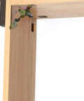 Heavy Duty 4 Pack Folding Support Brackets With Self Locking Hinges For Tables Benches And Workbenches Easy Install Gold Finish Includes 44 Screws And Mounting Hardware installed on wooden table corner