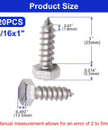 Heavy Duty Five Sixteenth Inch By One Inch Hex Lag Screws 304 Stainless Steel Wood Bolts External Hex Drive Pack Of Twenty For Decks