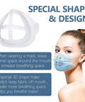 Woman wearing mask with Game Changing 3D Mask Bracket Inner Support Frame Made From Food Grade Plastic Washable and Reusable.