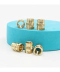 Pro Grade Brass Heat Insert Nut Kit For 3D Printing M2 M3 M4 Knurled Exterior For Stable Embedding With Stainless Steel Bolts Internal Thread Reinforcement All In One Plastic Part Assembly Kit, brass inserts on blue block