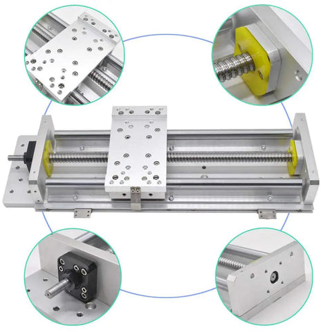 300mm Travel Linear Rail With SFU1605 Ball Screw And Aluminum Guide Stage 150kg Load Capacity 89x61mm Bottom Plate