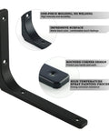 4 Pack Iron Wall Shelf Brackets 4 x 4 Inch Heavy Duty Shelf Support And Joint Angle Brackets Matte Black close-up features view