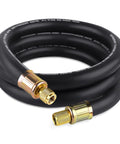 Boltigen 1/2 in ID vacuum refrigerant hose, black, 6 ft long with brass 3/8 to 1/4 flare fittings