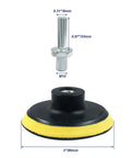 Top Shelf 3 Inch Hook And Loop Backing Pad For Dual Action Orbital Sander And Polisher With M10 To 8mm Thread Adapter, Tough Grip Polyurethane Disk with dimensions.