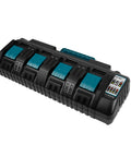 Four Port 18V Fast Charger For Makita Lithium Ion Batteries With Dual USB, Replaces DC18RC, DC18RD, DC18RA Compatible