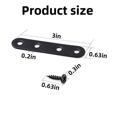 12 Piece Stainless Steel Flat Straight Brackets Top Shelf Heavy Duty Black Matte Wood Furniture Repair Kit With Matching Screws For No Sweat DIY Projects And Quick Fixes