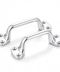 Rock Solid 6Inch Stainless Steel Bath Grab Bar Shower Safety Handles Heavy Duty Non Slip Handrails For Seniors Accessible Bathrooms Yacht Boat And Stairway Installation Durable Stainless Steel 2PCS, two polished grab bars.