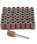 Premium Corundum Sanding Drum Bands Compatible With Rotary Drills For Metal Polishing And Deburring Featuring Badass Abrasive Grit And Works Like A Charm Performance With Smooth Operator Finish 100 Piece Kit shown with multiple sanding drums