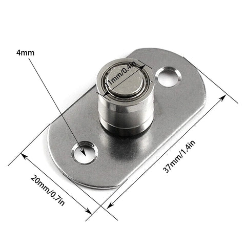 Close-up of 4 Piece Sliding Door Roller Guide Wheel Set With Stainless Steel Frame, 12mm Diameter By 15mm High Wheels, 38x20mm Base