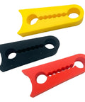 Silicone Car Door Damper Pads 12 Pack Slams Free Sound Deadening Buffers in red, yellow, and black, designed to soften impact.