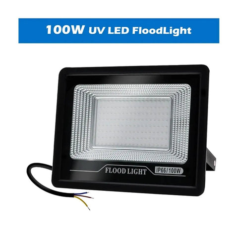 JUDYSSY Led Uv Floodlight Ac 220 50W 100W Halloween Party Flood Lights 395Nm 400Nm Ip66 Waterproof Ultraviolet Stage Lamp for Court,Garden,Warehouse,220V100W，220-v，220-v, black 100W UV LED floodlight with IP66 rating.
