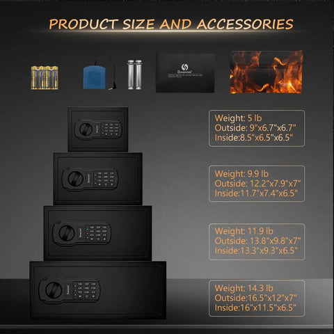 Fire Resistant Safe Box With Fireproof Waterproof Bag And Sensor Light 0.23 Cubic Feet Money Safe With Emergency External Power Supply And Digital Security Safe Built To Last