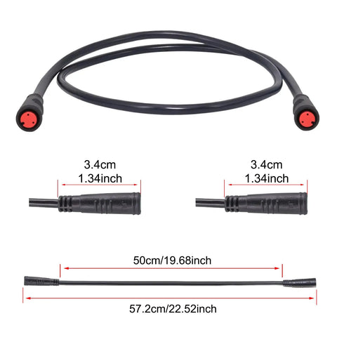Waterproof Electric Bike Adapter Extension Cable 2 Pin To 2 Pin And 3 Pin To Female Connectors Perfect For Headlights Brakes Gear Sensors And Taillights Red IP66 IPX6 Durable DIY Ride Ready