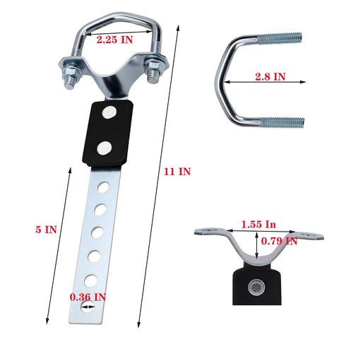 Two Pack Heavy Duty Universal Exhaust Hangers With Swivel Tail Pipe Brackets, Six Pre Drilled Holes For Flexible OE Style Fitment, Durable Steel Silver Finish, Muffler Hanger Bracket For Most Cars, Easy Install; 11 in bracket