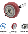 3.5 Inch PU Plate Caster Wheels Set For Push Carts And Platform Trucks, Heavy Duty 4 Pack With Bearings And Repair Kits