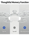 MENGLANSI Flush Mount Fan Light with remote control features and memory function in modern design and white color.