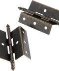 Two Pack Antique Bronze Cabinet Door Hinge Set Crown Style For Vintage Jewelry Boxes And Wooden Cabinets 55 By 51 Millimeter 8 Hole Mount Zinc Alloy Decor Furniture Fittings