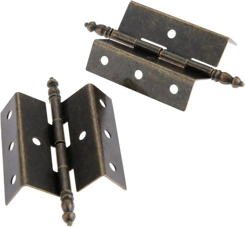 Two Pack Antique Bronze Crown Hinges For Cabinets And Luggage Style Boxes Old School Vintage Jewelry Chest Hardware 8 Hole 55 By 51 mm