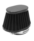 51mm 2 Inch Clip On Motorcycle Air Filter Black Mushroom Head Intake Filter For Moto, Cars And Mini Bikes Easy Snap On Install Cold Air Performance Boost showing black pleated design and metal clamp