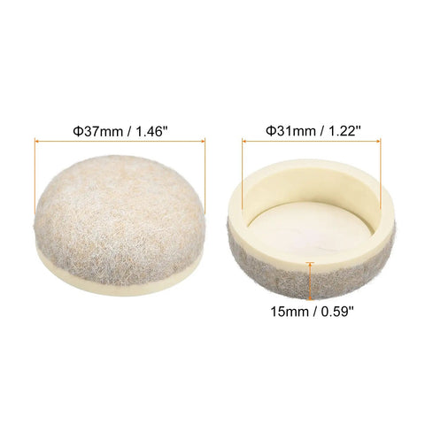 Eight Piece Beige Felt Furniture Sliders And Chair Glides Deliver Smooth As Butter Glide Across Hardwood Carpet And Tile Floors While Working As Legit Floor Savers For Heavy Duty Home Moves, showcasing two felt pads with 37mm and 31mm diameter.