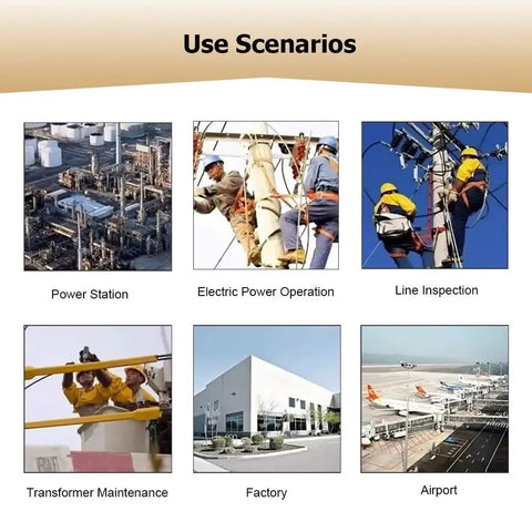 Image depicting various usage scenarios for Heavy Duty Extendable High Voltage Insulated Rescue Hook with Telescoping Pole.
