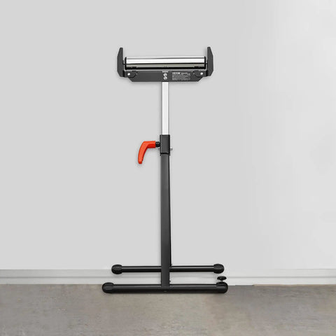 Killer 2 Pack Adjustable Roller Stands Built Like A Tank With Chrome Steel Supports Up To 250 Pounds Each, standing vertically.