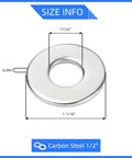 304 Stainless Steel Fender And Lock Washers Set For Screws And Bolts, Half Inch Inner Diameter, 0.89 Inch Outer Diameter, 0.08 Inch Thick, Rust Resistant, Chemical Resistant, Heavy Duty 25 Pack.