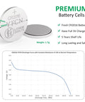 Top Shelf CR2016 3V Lithium Coin Cell Batteries 10 Count Pack with technical diagram and specifications for reliable power.
