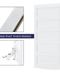 48 Inch By 84 Inch Sliding Barn Door With 8 Foot Hardware Kit And Handle, Pre Drilled Holes For Easy Assembly, Solid Barn Door Slab Covered With Waterproof PVC Surface, White, 5 Panel Farmhouse Style Built To Last And No Brainer To Install.