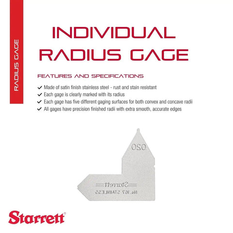 Pro Grade Radius Gauge For Convex And Concave Curves Time Saving Tool For Carpenters And Construction Pros Stainless Steel.020 Inch Radius Gauge With Easy Read Inch Measurements And Rust Resistant Durability displayed with features list