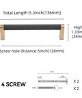 10 Pack 5 Inch Center To Center Black And Champagne Bronze Knurled Cabinet Handles Drawer Pulls with dimensions and screws