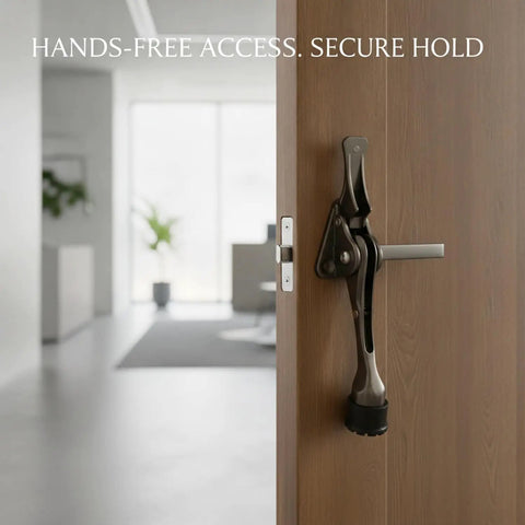 Foot Activated Door Stop With Weighted Base For Hands Free Entry Universal Fit For Standard Interior Doors Durable Zinc Alloy Floor Holder