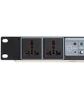 Professional Audio Power Conditioner With Power Sequencer And Voltage Stabilization Ten Dual Access Plugs Smart Breaker Guard, close-up of dual plugs.