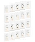 White Usb-C Wall Outlet With Built In Night Light 20 Pack showing 15 amp tamper safe sockets on white faceplates.